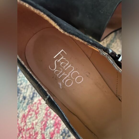 Franco Sarto Bassett Bootie Black Block Heels Size 8 - Picture 8 of 8